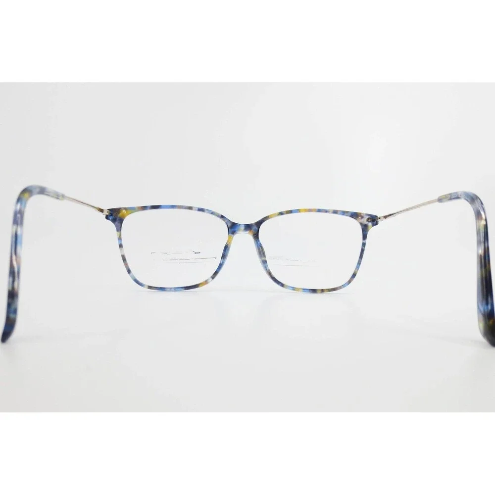 CM 202224 BL Blue Yellow Tortoise Rectangular Eyeglass Frames 54-14-140
